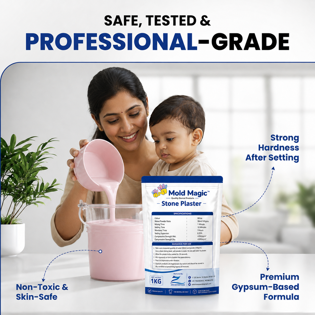Casting Powder 1Kg for Hand Casting | DIY Plaster Mold Kit for Couples Family Baby Handprint Keepsake | Ideal Gift Idea for Birthday Anniversary Wedding Occasion and Creative Home Decor