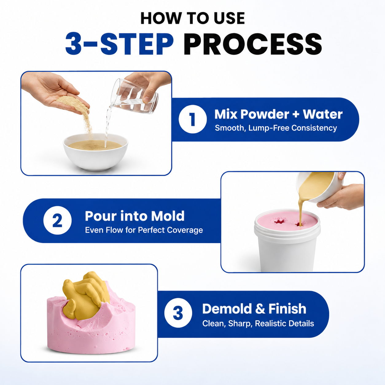 Casting Powder 1Kg for Hand Casting | DIY Plaster Mold Kit for Couples Family Baby Handprint Keepsake | Ideal Gift Idea for Birthday Anniversary Wedding Occasion and Creative Home Decor