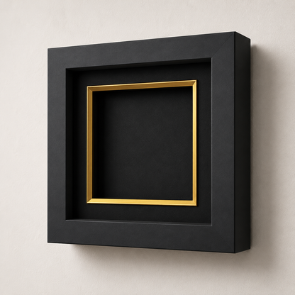 Mold Magic Premium Wall Mounted Shadow Box Frame with Gold Border | Black Deep Boxy Display Frame for Hand Casting, Baby Keepsakes, Couple Memories & Home Decor