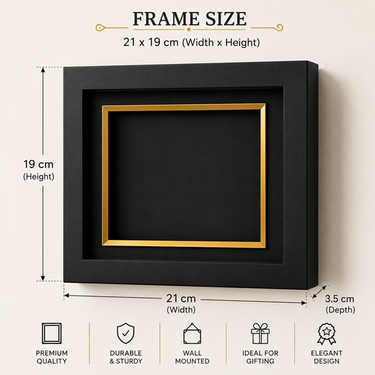 Mold Magic Premium Wall Mounted Shadow Box Frame with Gold Border | Black Deep Boxy Display Frame for Hand Casting, Baby Keepsakes, Couple Memories & Home Decor