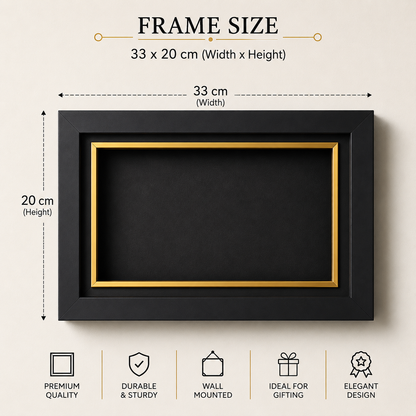 Mold Magic Premium Wall Mounted Shadow Box Frame with Gold Border | Black Deep Boxy Display Frame for Hand Casting, Baby Keepsakes, Couple Memories & Home Decor
