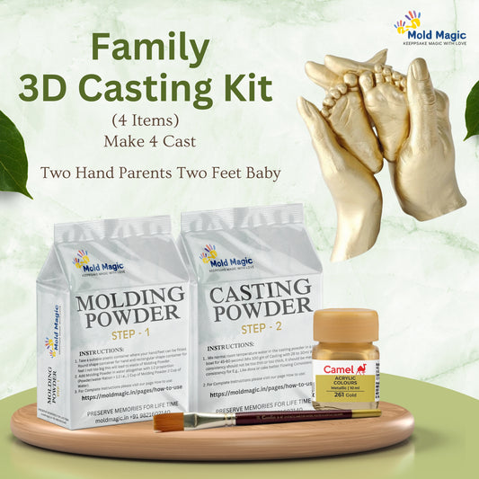 3D Hand Casting kit for Family of 4 (2 Adult and 1 Kids Below 10 Years or 1 Teenager Family Casting)