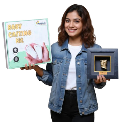 Premium Baby Hand & Foot Casting Kit with Display Frame | Safe Skin-Friendly Moulding Powder | DIY 3D Keepsake Gift for Newborns & Parents