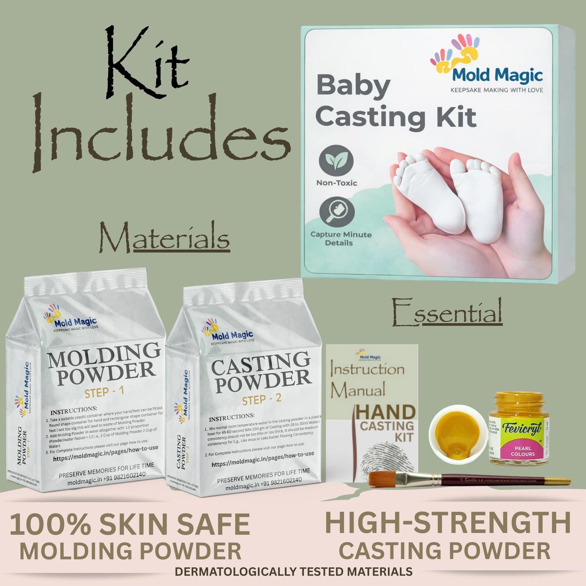 Premium Baby Hand and Feet Casting Kit Birthday Gift for Newborn, Boy & Girls - Mold Magic