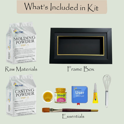 Premium Baby Hand & Foot Casting Kit with Display Frame up to 1 Year | Safe Skin - Friendly Molding Powder - Mold Magic