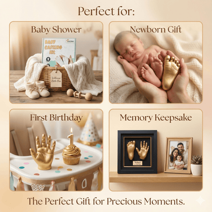 Premium Baby Hand & Foot Casting Kit with Display Frame up to 1 Year | Safe Skin - Friendly Molding Powder - Mold Magic